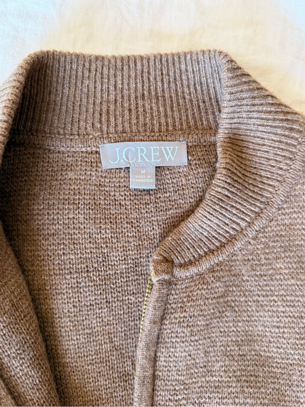 J. Crew Zip-Front Knit Jacket in Camel - Picture 4 of 5
